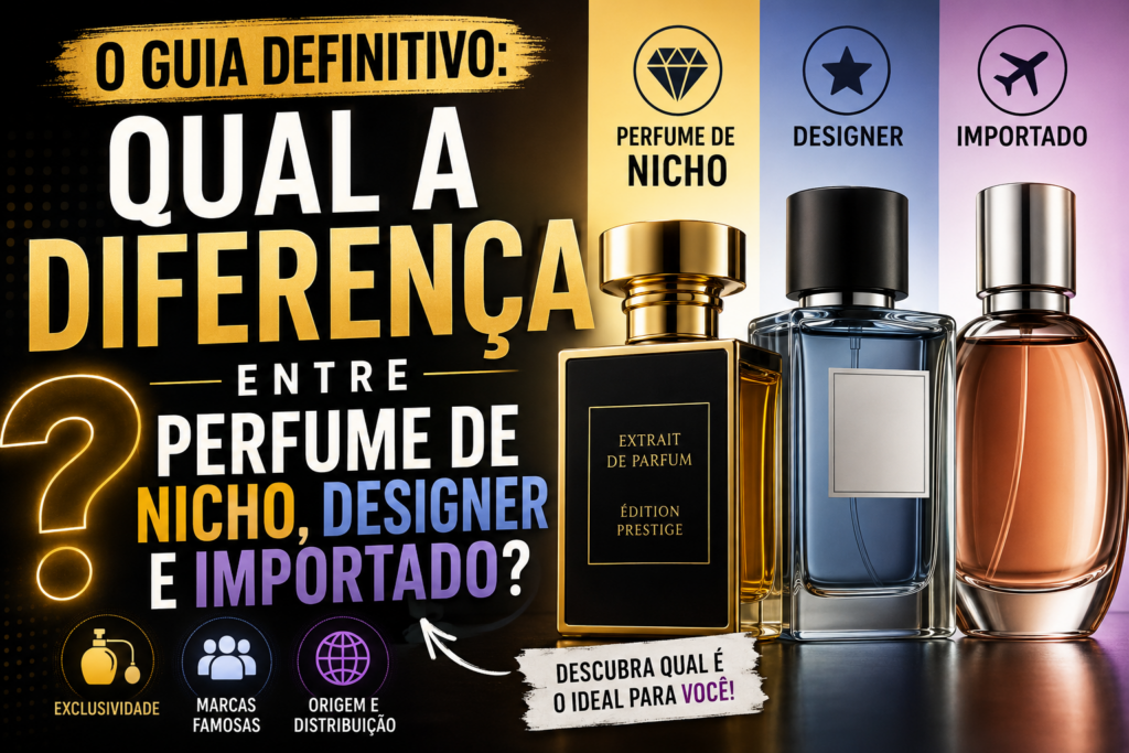 O Guia Definitivo Qual a Diferença Entre Perfume de Nicho, Designer e Importado